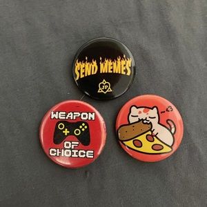 *2/$16 - 3pc Geek Gamer Button Pins Set